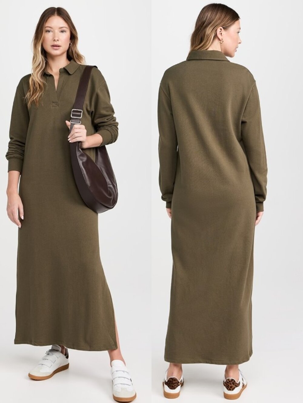 ZSUPPLY Aspen Maxi Sweatshirt Dress Olive Green Comfy Casual Chic Sz M Sporty